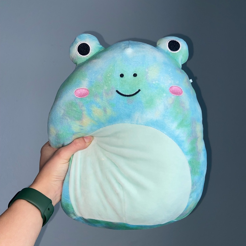 Tie Dye Frog Ferdie Squishmallow 12 in Green Teal Blue
